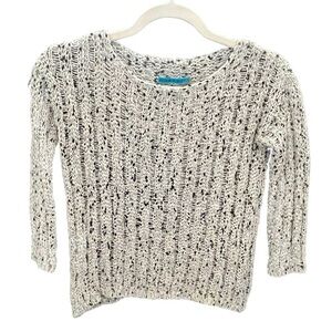 Alice + Olivia Black and White Crew Neck Sweater Cable Knit